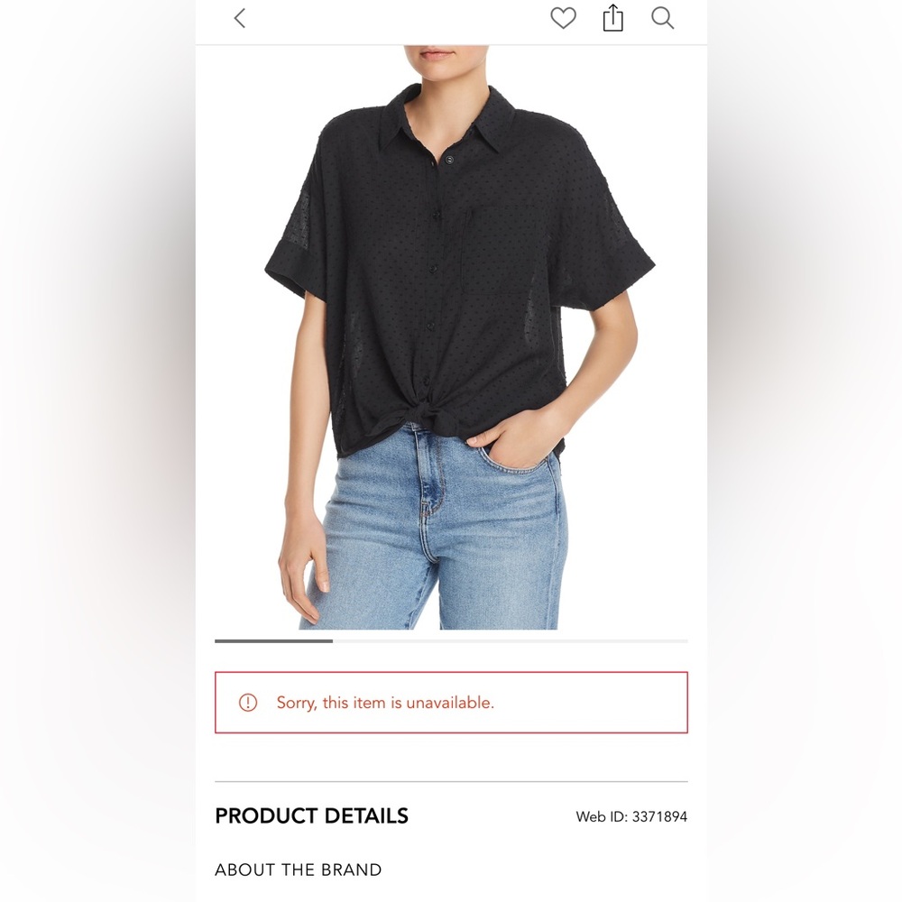 Rag & bone Lenny Swiss dot black button down size L